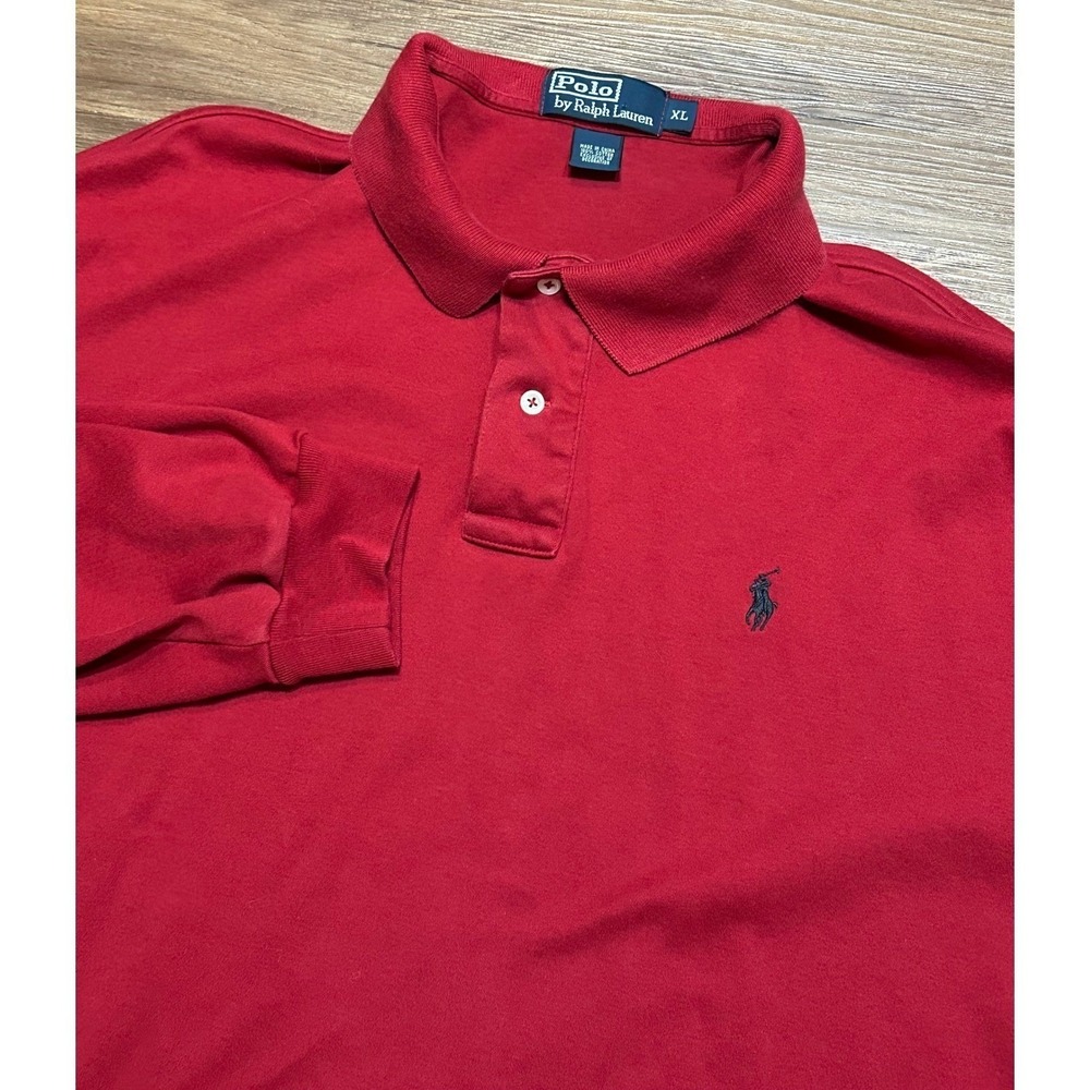 Ralph Lauren Men's Red Long Sleeve Polo Shirt Classic Fit 100% Cotton Size XL